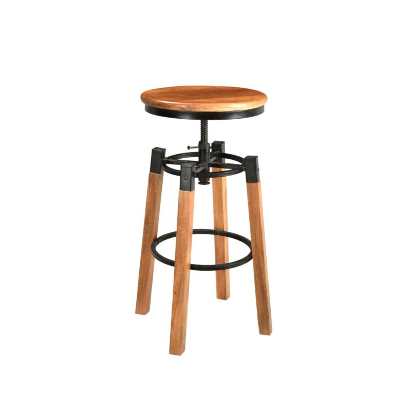 Honey Natural Wood Top Adjustable Stool