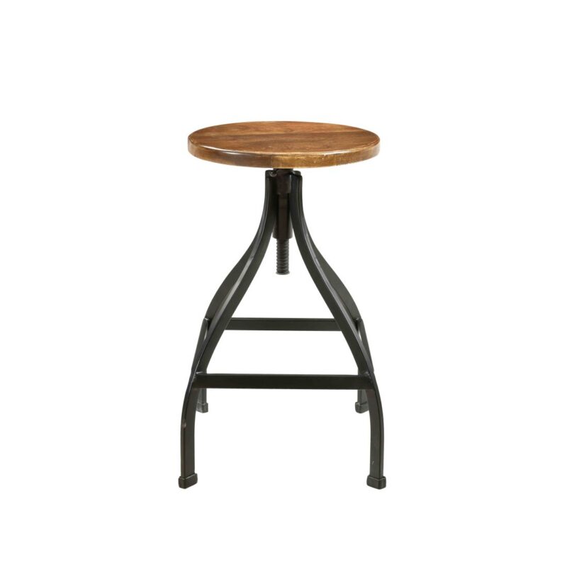 Honey Natural Wood And Iron Black Bar Stool